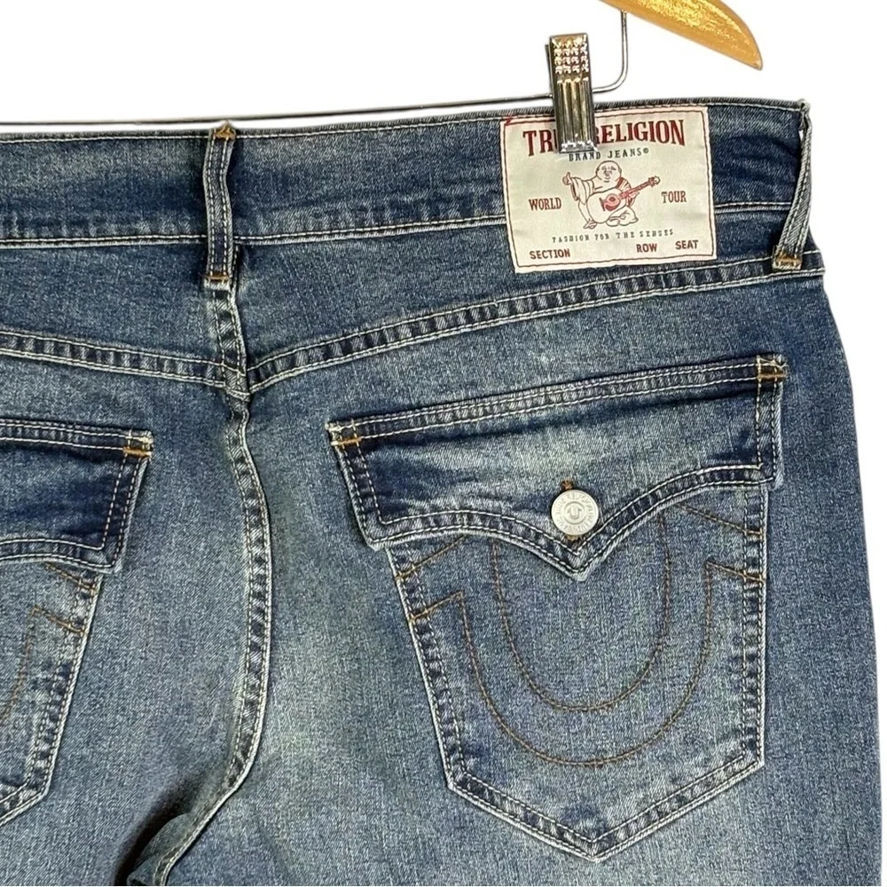 NEW True Religion Billy Flap Bootcut Jeans Size 36 Blue Relaxed Fit 36 x 33.5